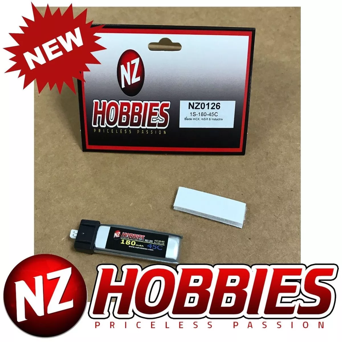 NZHOBBIES 1S 3.7V 180Mah 45C Lipo Battery : HobbyZone Champ # NZ0126